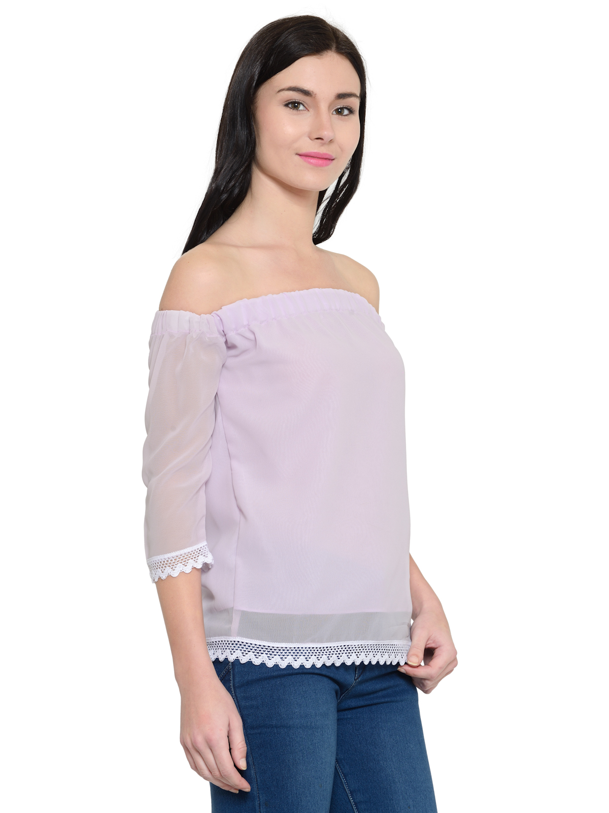 Off shoulder Hem lace top